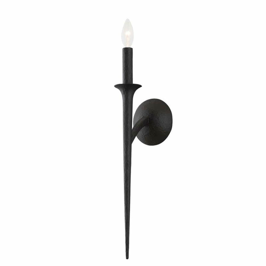 Vanity Lighting * | Luca 1 Black Wall Sconce By Troy Lighting