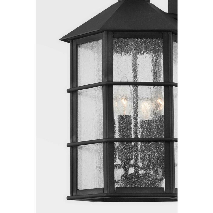 Outdoor Lighting * | Lake County 1-Light French Iron, Clear Seeded Outdoor Wall Lantern Sconce By Troy Lighting