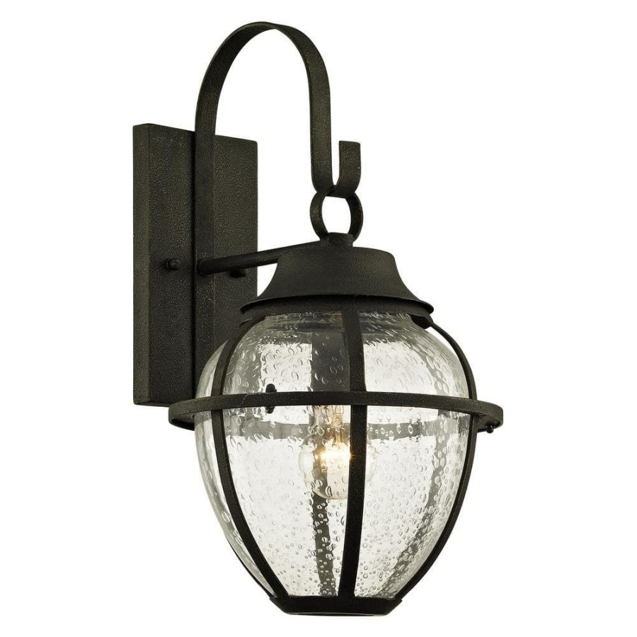 Outdoor Lighting * | Bunker Hill 1-Light Vintage Bronze 18.25 In. H Outdoor Wall Lantern Sconce With Clear Seeded Glass By Troy Lighting