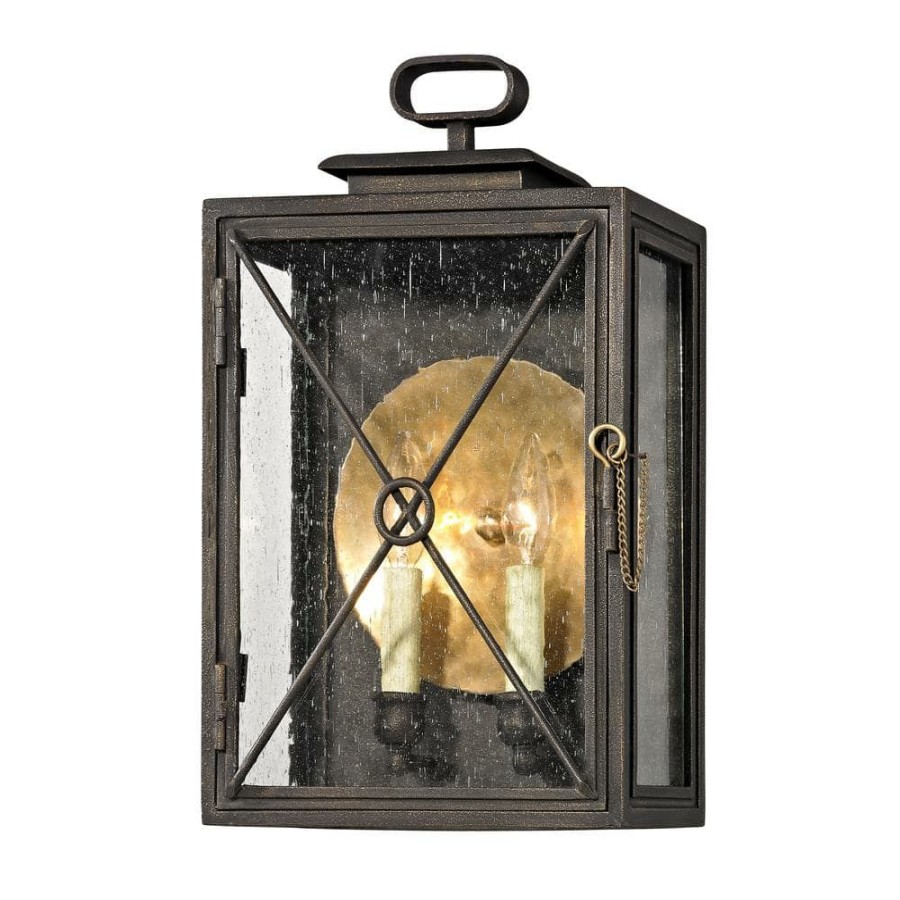 Outdoor Lighting * | Randolph 2-Light Vintage Bronze 16.5 In. H Outdoor Wall Lantern Sconce With Clear Seeded Glass By Troy Lighting