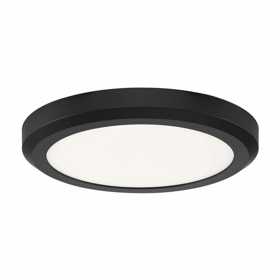 Commercial Lighting * | 16 In. 1-Light Edge-Lit Matte Black Dimmable Led Flush Mount By Envirolite