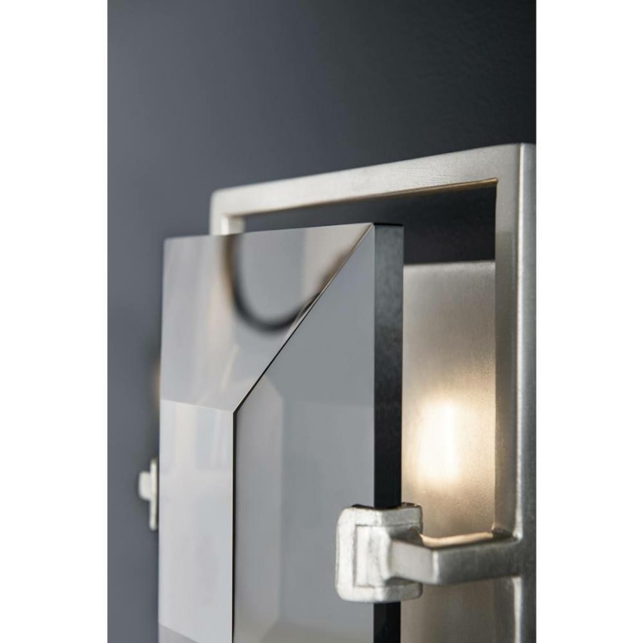 Wall Sconces * | Prism 1-Light Silver Leaf Wall Sconce With Smoke Shade By Troy Lighting