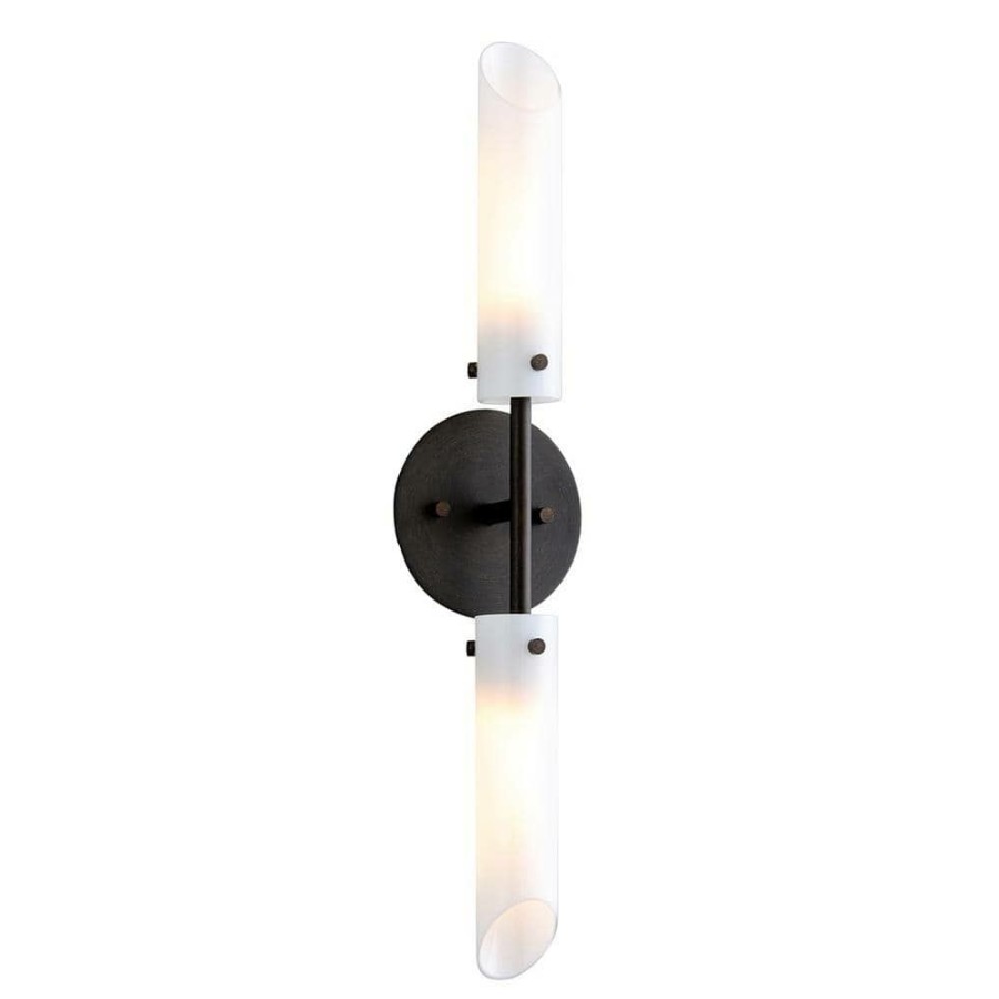 Wall Sconces * | High Line 0.88 In. Dark Bronze Sconce With Opal White Glass Shade By Troy Lighting