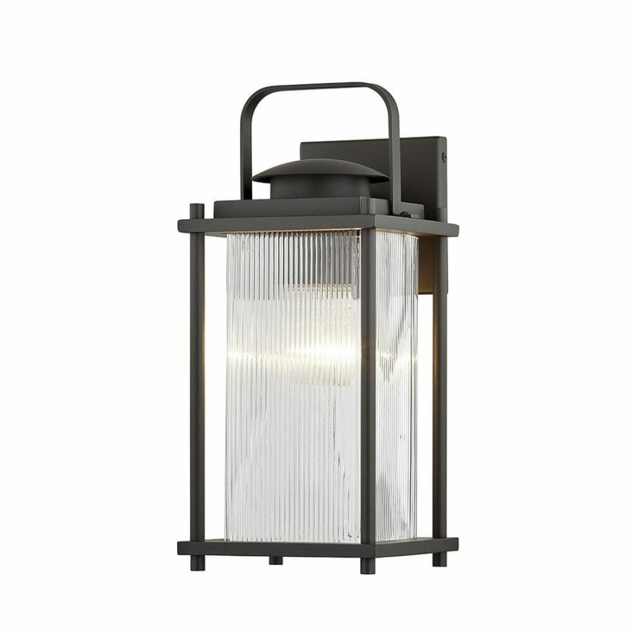 Wall Sconces * | James Bay 1-Light Bronze Wall Sconce With Clear Ribbed Glass Shade By Troy Lighting