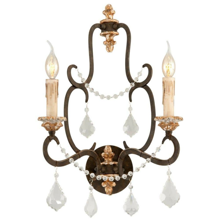 Wall Sconces * | Bordeaux 2-Light Parisian Bronze Wall Sconce By Troy Lighting