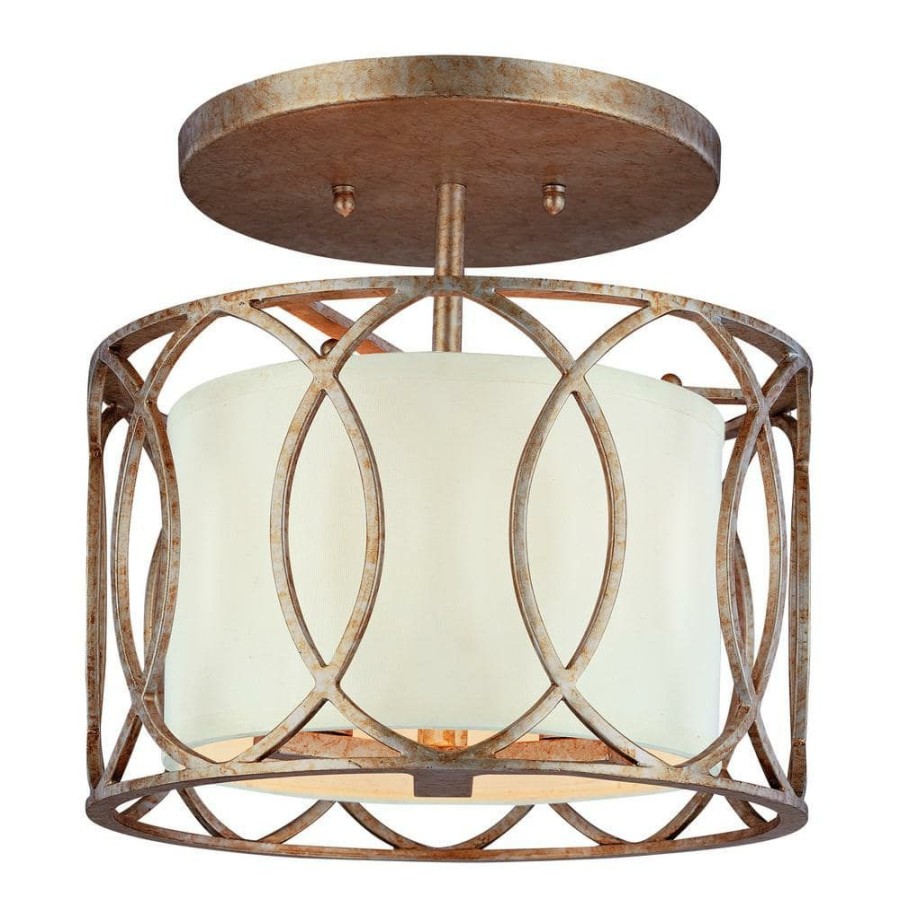 Commercial Lighting * | Sausalito 3-Light Silver Gold Semi-Flush Mount By Troy Lighting