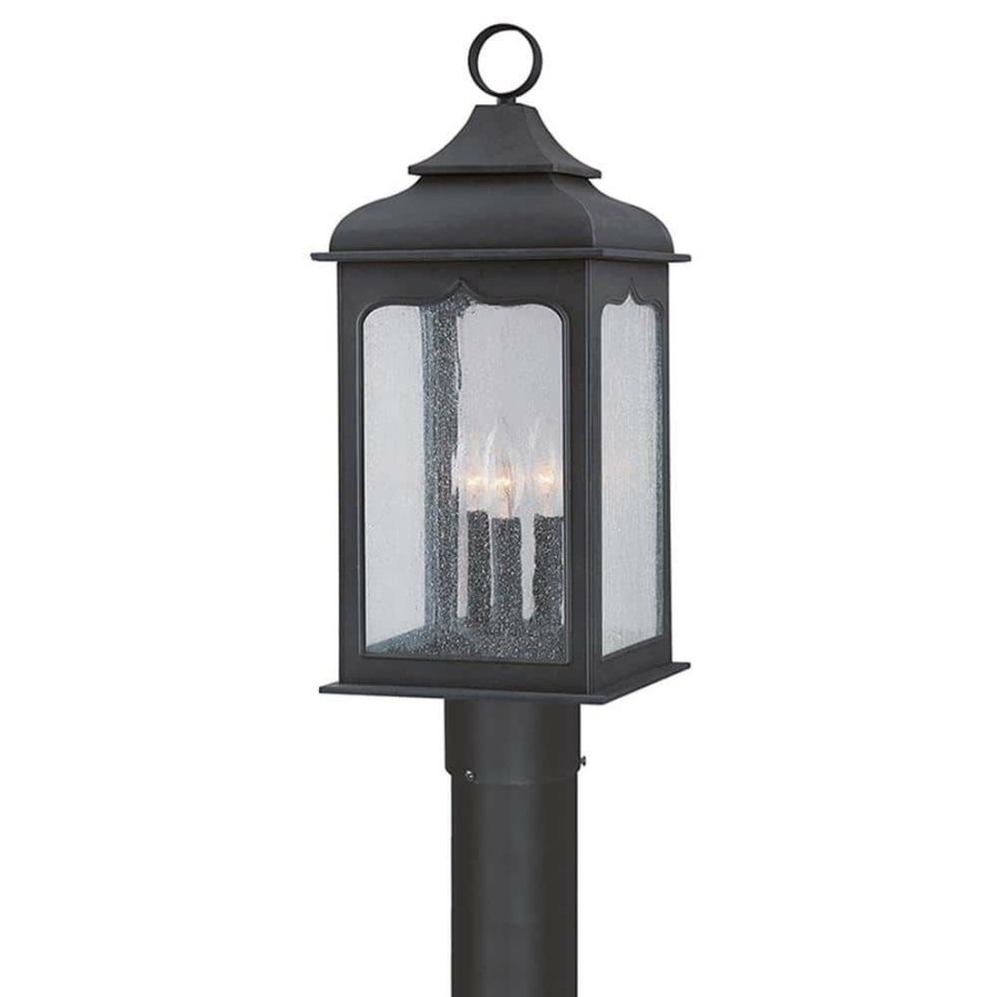 Outdoor Lighting * | Henry Street 3-Light Outdoor Colonial Iron Post Light By Troy Lighting