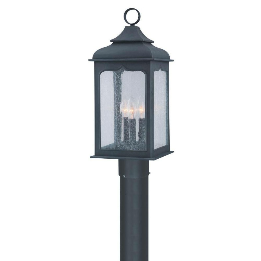 Outdoor Lighting * | Henry Street 3-Light Outdoor Colonial Iron Post Light By Troy Lighting