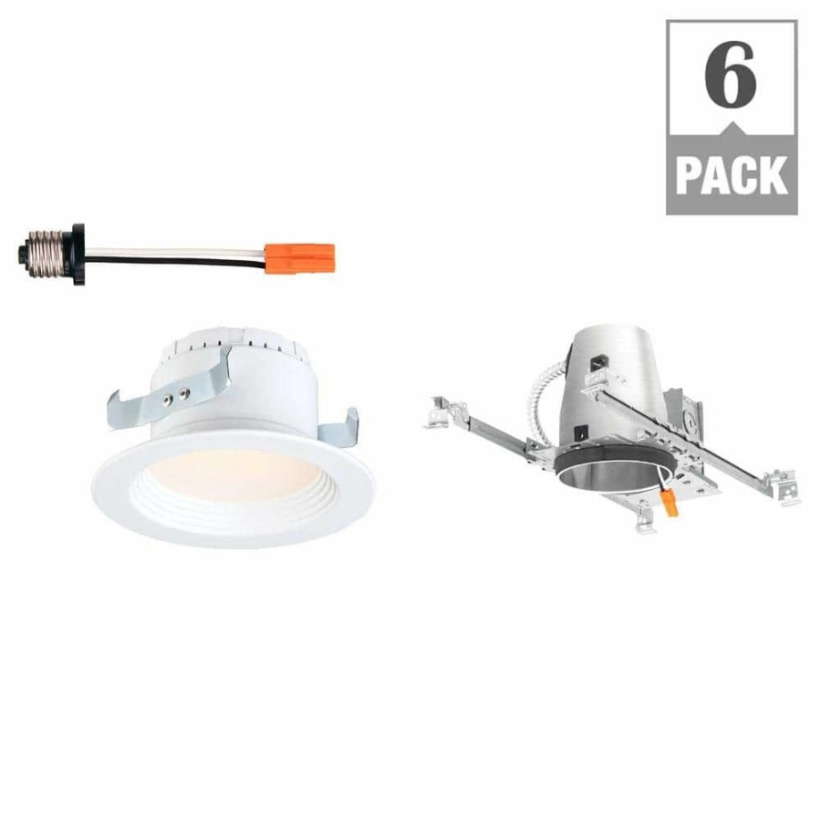 Recessed Lighting * | 4 In. 2700K White New Construction Recessed Integrated Led Housing Led Trim Kit (6-Pack) By Envirolite