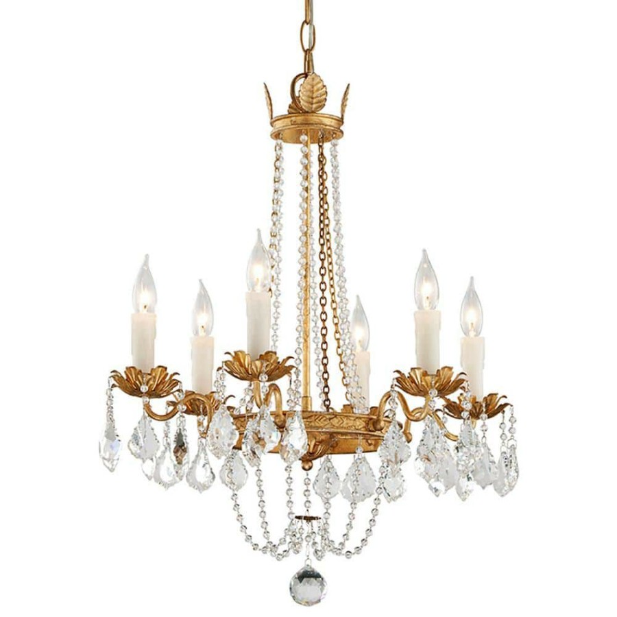 Commercial Lighting * | Viola 6-Light Distressed Gold Leaf Chandelier By Troy Lighting