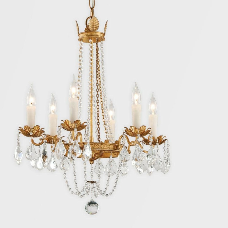 Commercial Lighting * | Viola 6-Light Distressed Gold Leaf Chandelier By Troy Lighting