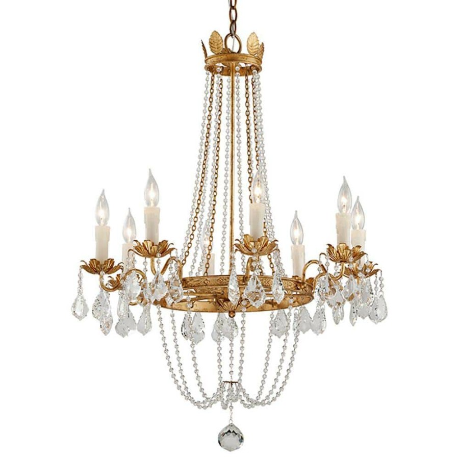 Commercial Lighting * | Viola 8-Light Distressed Gold Leaf Chandelier By Troy Lighting