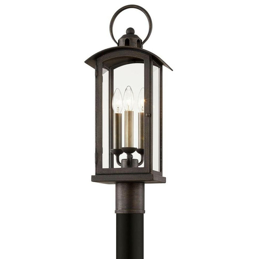 Outdoor Lighting * | Chaplin Hardwired Vintage Bronze 4 4 Led In-Ground Deck Post 3-Light With Clear Glass Shade By Troy Lighting