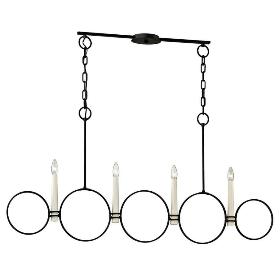 Commercial Lighting * | Juliette 4-Light Country Iron Linear Chandelier By Troy Lighting