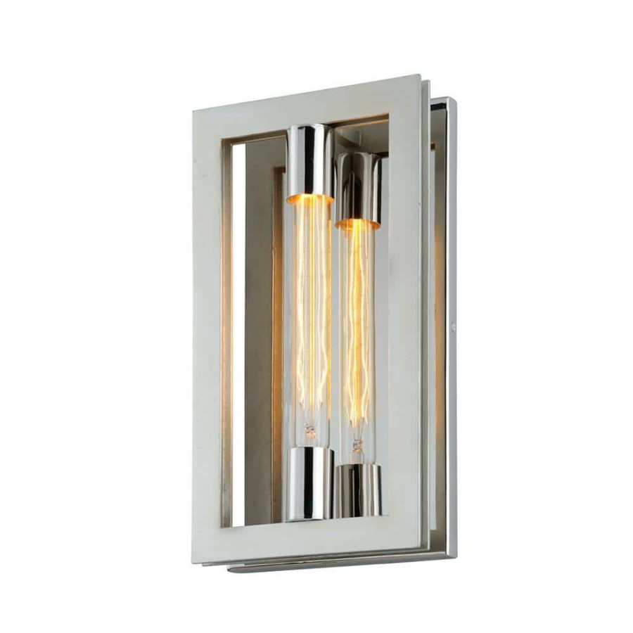 Wall Sconces * | Enigma 1-Light Silver Leaf With Stainless Accents Wall Sconce By Troy Lighting