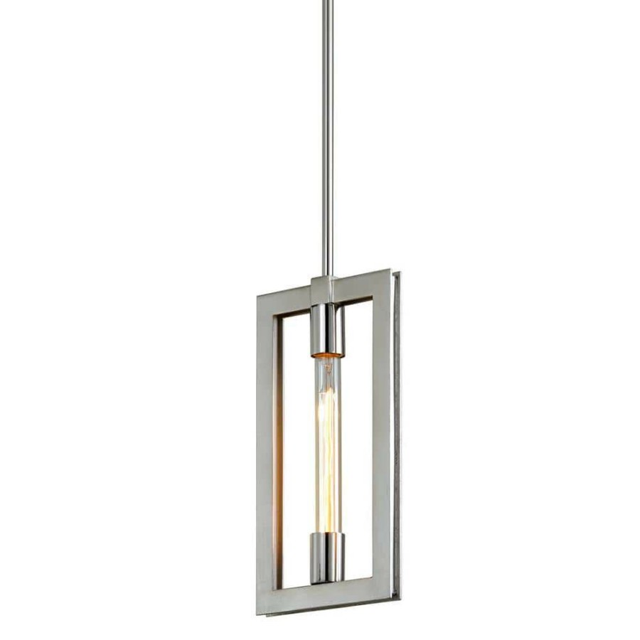 Commercial Lighting * | Enigma 1-Light Silver Leaf With Stainless Accents Pendant By Troy Lighting