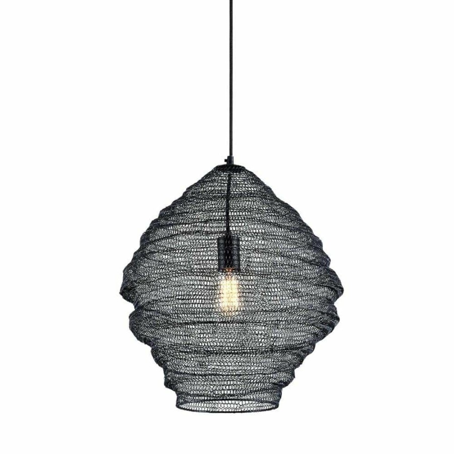 Commercial Lighting * | Wabi Sabi 18 In. W 1-Light Black Pendant By Troy Lighting