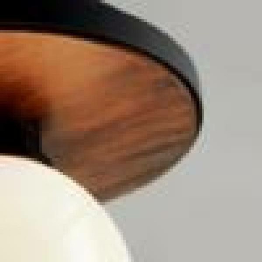 Commercial Lighting * | Cadet 8 In. 1-Light Black And Natural Acacia Flush Mount With White Glass Shade By Troy Lighting