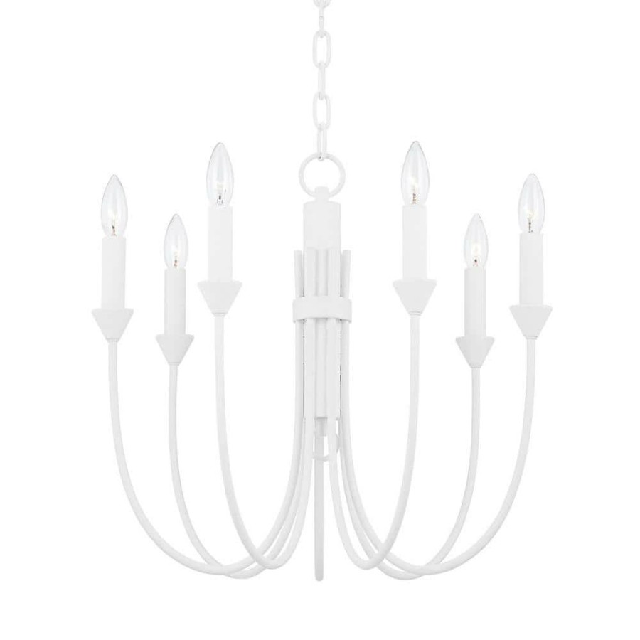 Commercial Lighting * | Cate 7-Light White Chandelier By Troy Lighting