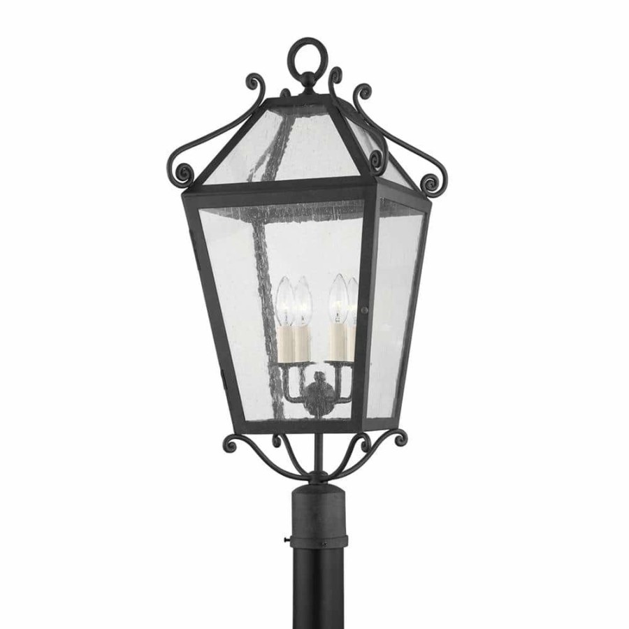 Outdoor Lighting * | Santa Barbara County 4-Light French Iron, Clear Seeded Lantern Pendant Light By Troy Lighting