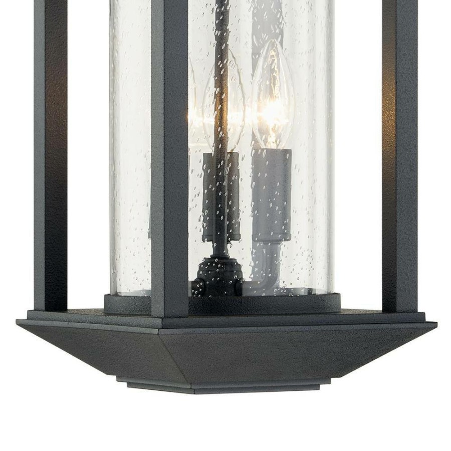 Vanity Lighting * | Mccarthy 3-Light Weathered Graphite Wall Sconce With Clear Seeded Glass Shade By Troy Lighting