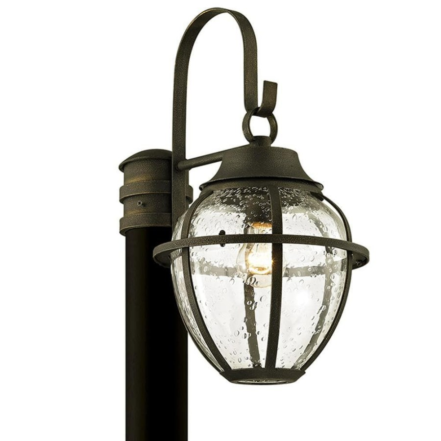 Outdoor Lighting * | Bunker Hill 1-Light Vintage Bronze 18.25 In. H Outdoor Post Light With Clear Seeded Glass By Troy Lighting