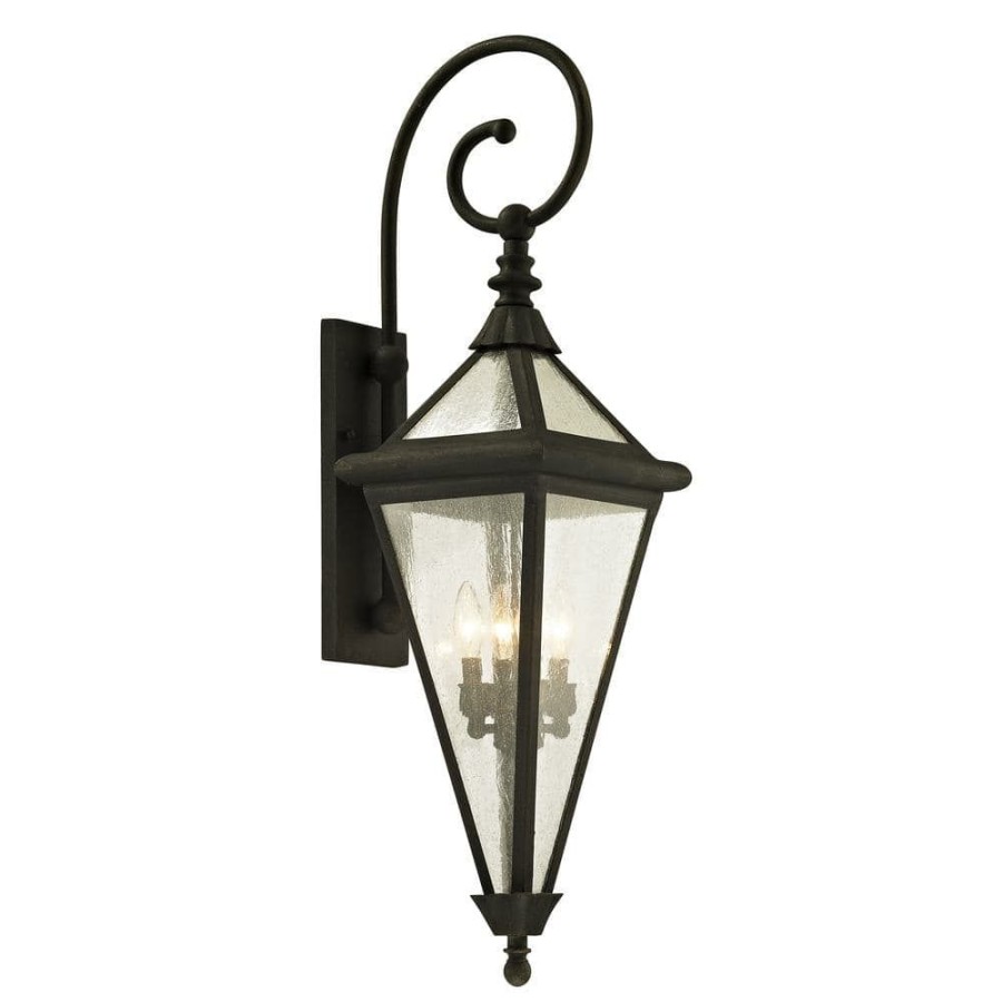 Outdoor Lighting * | Geneva 4-Light Vintage Bronze 37.5 In. H Outdoor Wall Lantern Sconce With Clear Seeded Glass By Troy Lighting