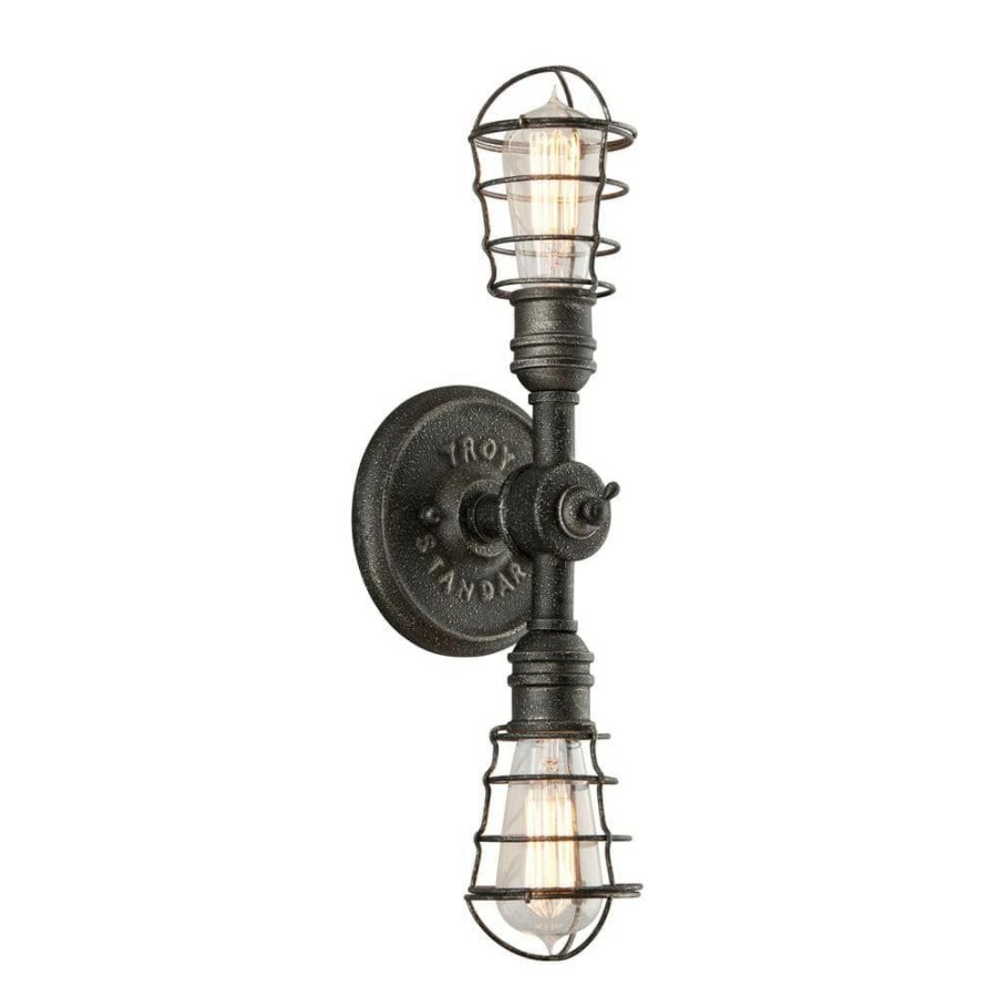 Wall Sconces * | Conduit 2-Light Old Silver Wall Sconce By Troy Lighting