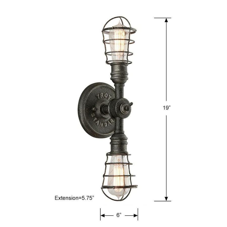 Wall Sconces * | Conduit 2-Light Old Silver Wall Sconce By Troy Lighting