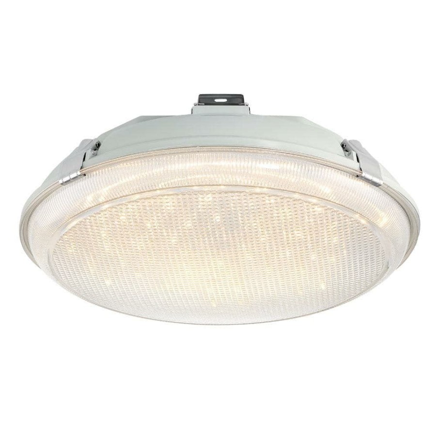 Outdoor Lighting * | 14 In. Light Gray Led Outdoor Bug-Proof Ceiling Flush Mount Lamp With Cord And Plug By Envirolite