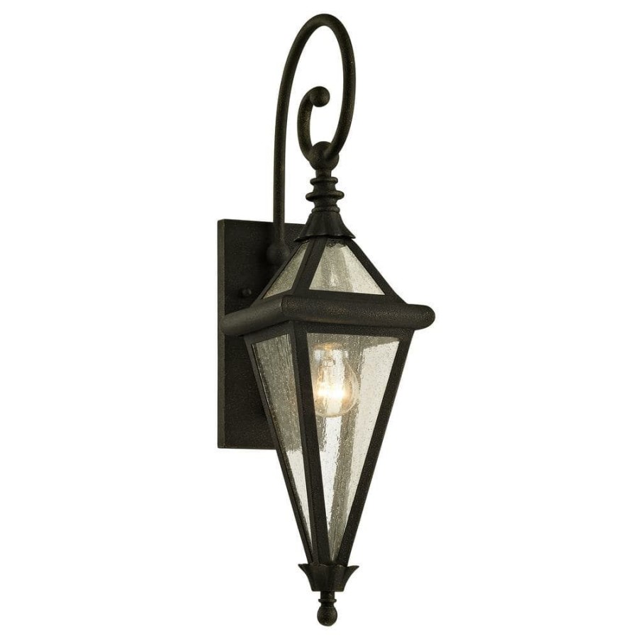 Outdoor Lighting * | Geneva 1-Light Vintage Bronze 23.5 In. H Outdoor Wall Lantern Sconce With Clear Seeded Glass By Troy Lighting