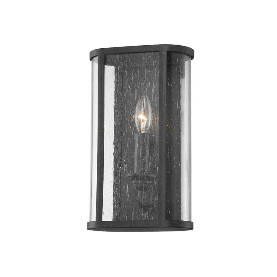 Outdoor Lighting * | Chace 1-Light Forged Iron Clear Seeded Outdoor Wall Lantern Sconce By Troy Lighting