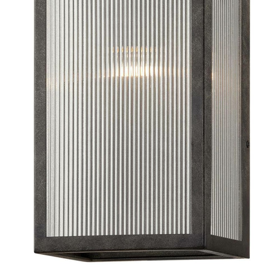 Wall Sconces * | Tisoni 23 In. 2-Light French Iron Wall Sconce With Clear Ribbed Glass Shade By Troy Lighting