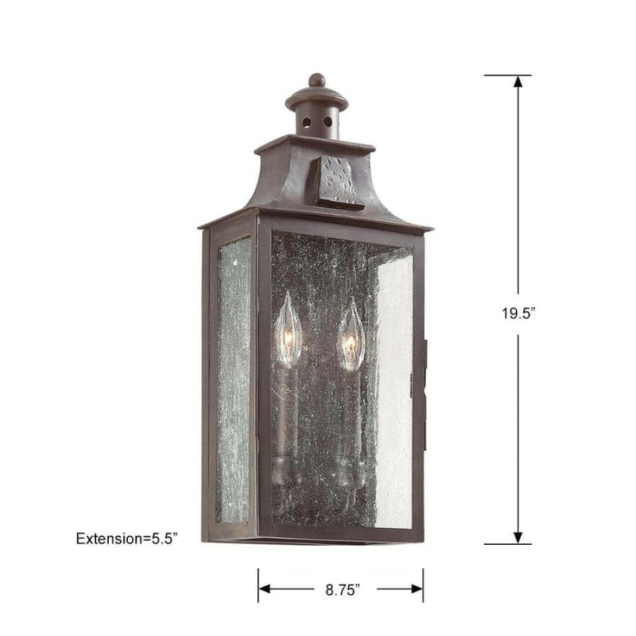 Outdoor Lighting * | Newton 2-Light Old Bronze Outdoor Wall Lantern Sconce By Troy Lighting