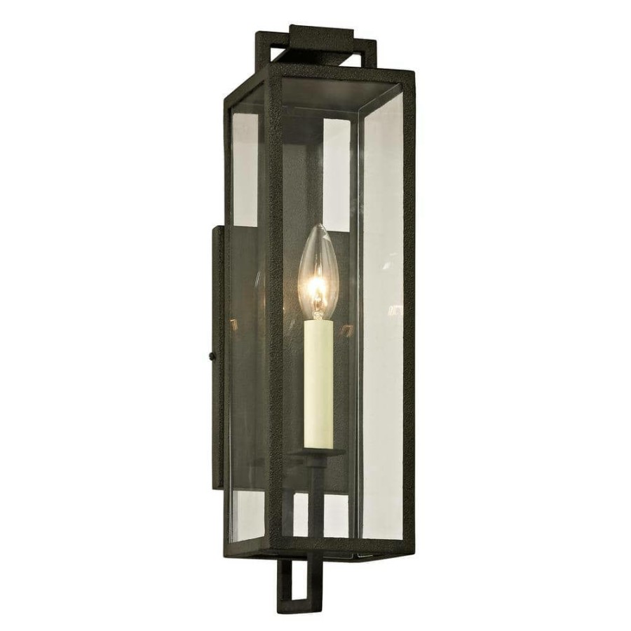 Outdoor Lighting * | Beckham 1-Light Forged Iron 16.5 In. H Outdoor Wall Lantern Sconce With Clear Glass By Troy Lighting