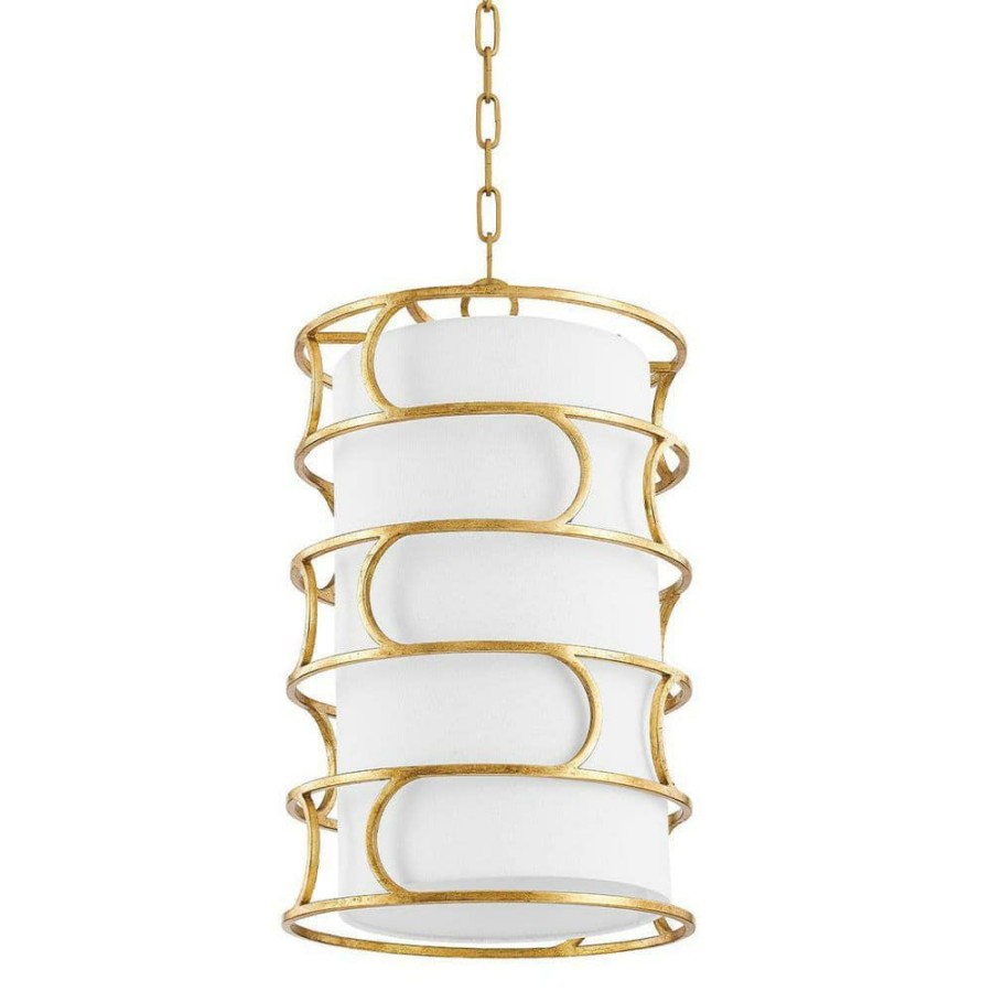 Commercial Lighting * | Reedley 3-Light Vintage Gold Leaf Chandelier/Pendant Light By Troy Lighting