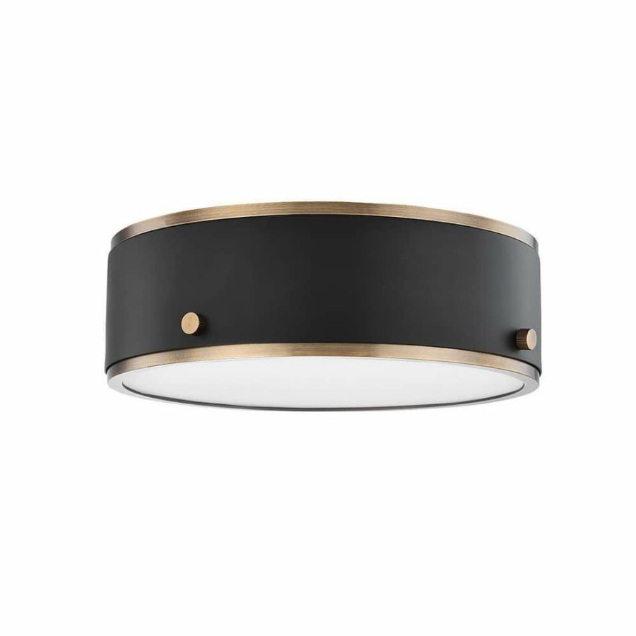 Commercial Lighting * | Eli 1-Light Patina Brass Soft Black Small Flush Mount By Troy Lighting