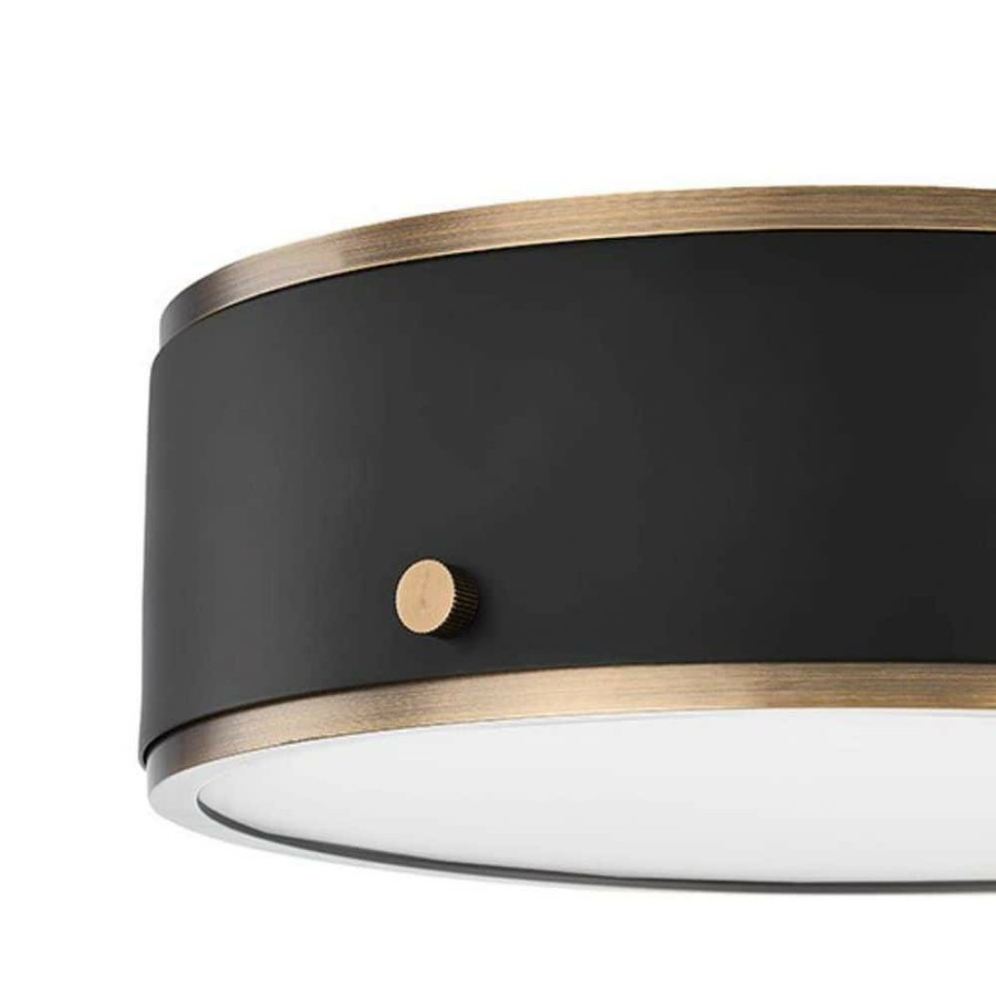 Commercial Lighting * | Eli 1-Light Patina Brass Soft Black Small Flush Mount By Troy Lighting