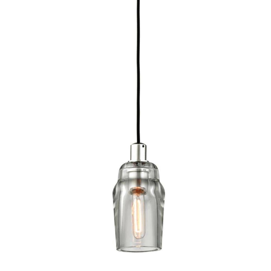 Commercial Lighting * | Citizen 1-Light Graphite And Polished Nickel Mini Pendant With Clear Pressed Glass Shade By Troy Lighting