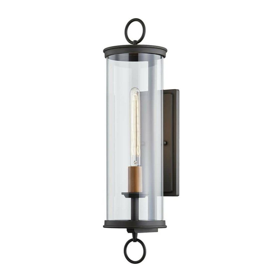 Wall Sconces * | Aiden 26 In. 1-Light Bronze Wall Sconce With Clear Glass Shade By Troy Lighting