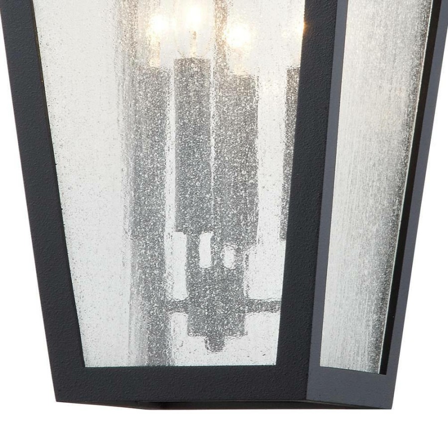 Vanity Lighting * | Mariden 4-Light Textured Black Wall Sconce With Clear Seeded Glass Shade By Troy Lighting