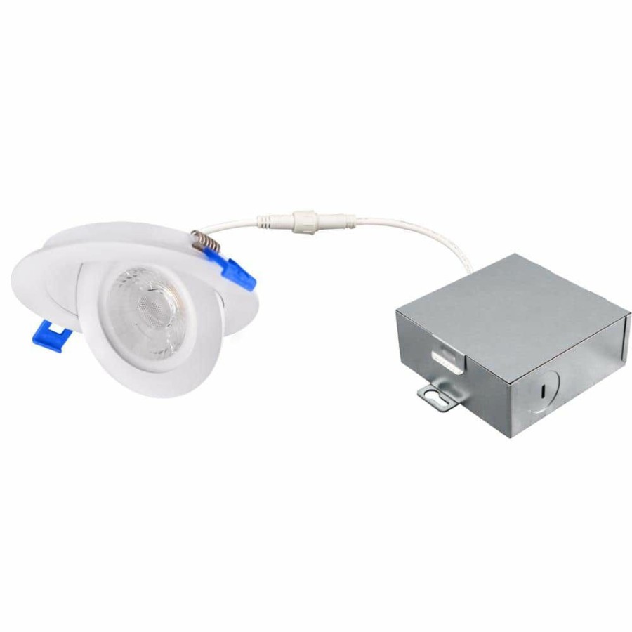 Recessed Lighting * | 3 In. White 4000K Canless Remodel Directional Wall Wash Gimbal Integrated Led Recessed Light Kit By Envirolite