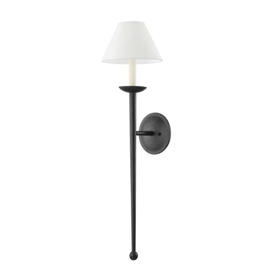 Vanity Lighting * | London 1-Light Forged Iron, White Wall Sconce By Troy Lighting