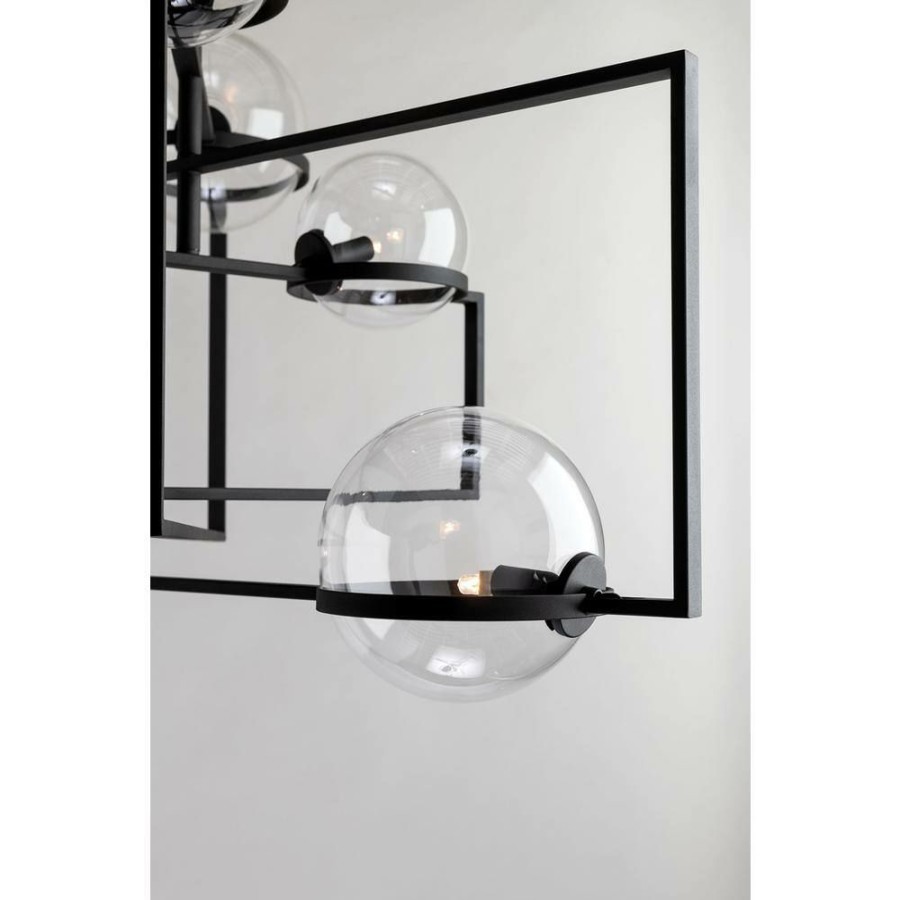 Commercial Lighting * | Elliot 6-Light Textured Black 30 In. W Pendant With Clear Glass By Troy Lighting