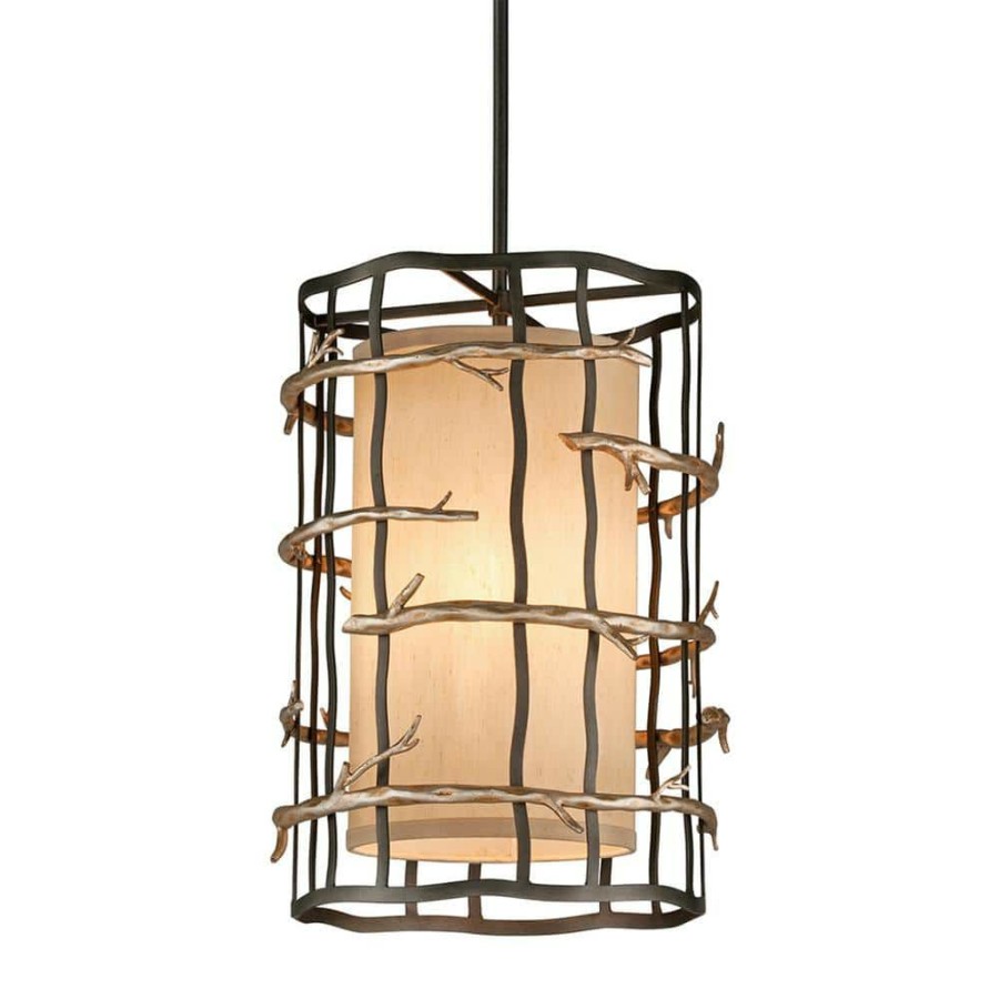 Commercial Lighting * | Adirondack 3-Light Graphite And Silver Leaf Pendant By Troy Lighting