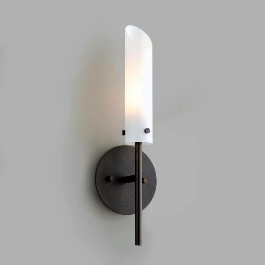 Vanity Lighting * | High Line 0.88 In. Dark Bronze Sconce With Opal White Glass Shade By Troy Lighting