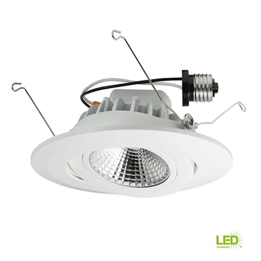 Recessed Lighting * | 6 In. Bright White Integrated Led Recessed Directional Gimbal Trim 96 Cri Ceiling Light By Envirolite