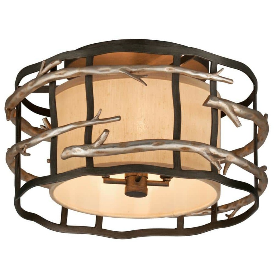 Commercial Lighting * | Adirondack 4-Light Graphite And Silver Leaf Semi-Flush Mount By Troy Lighting