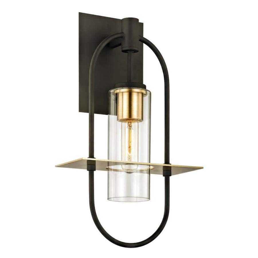 Outdoor Lighting * | Smyth 1-Light Dark Bronze 17.5 In. H Outdoor Wall Lantern Sconce With Clear Glass By Troy Lighting