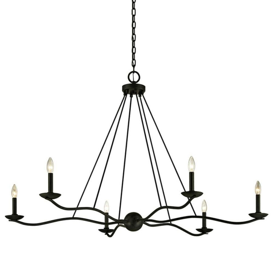 Commercial Lighting * | Sawyer 53.5 In. 6-Light Forged Iron D Chandelier By Troy Lighting